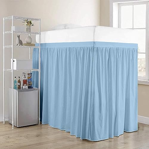 Twin XL 46" Inch Drop Long Dorm Bed Skirt, Ruffled Pattern College Dorm Room Bed Skirts, Split Corner, Easy Care, No Wrinkle Microfiber Bed Skirt