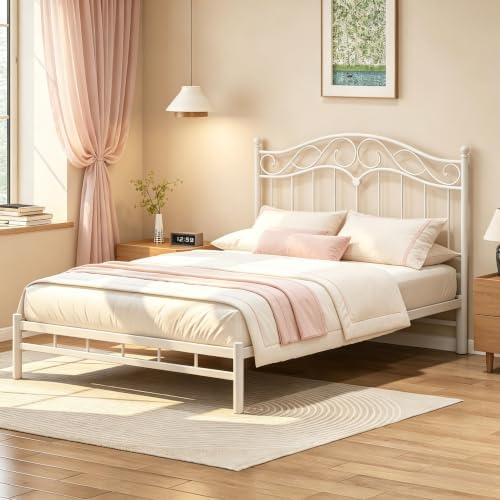 Queen Size Headboard Only, Vintage Metal Headboard for Queen Bed White