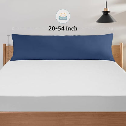 YIYEA Body Pillow Cover Set of 2, Ultra Soft 1800TC Hotel Quality Double Brushed Microfiber Body Pillow Pillowcases, Envelope Closure, Fade Resistant (20"x54", Denim)