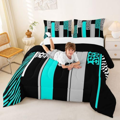 Feelyou Animal Print Ombre Leopard Comforter Set Full Size Kids Boys Girls