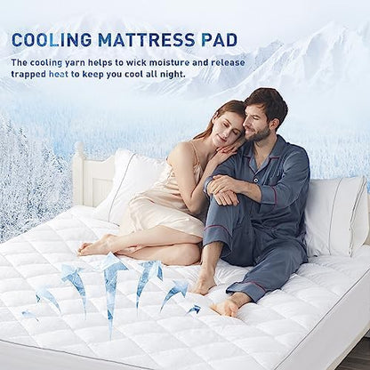 Sunflower Cooling King Mattress Pad for Hot Sleepers, Chill Mattress Cover