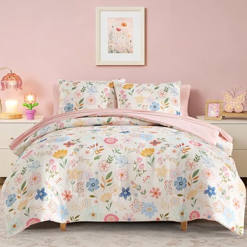 Full Size Comforter Sets for Girls - 7 Pieces Floral Full Size Bedding Sets