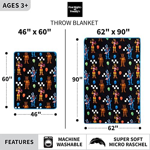 Franco Kids Bedding Super Soft Plush Throw Blanket, 46 in x 60 in, Five Nights At Freddy's
