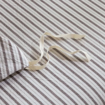 JIYUAN King Washed Cotton Duvet Cover Set, 3-Piece, Linen-Like Pinstripe