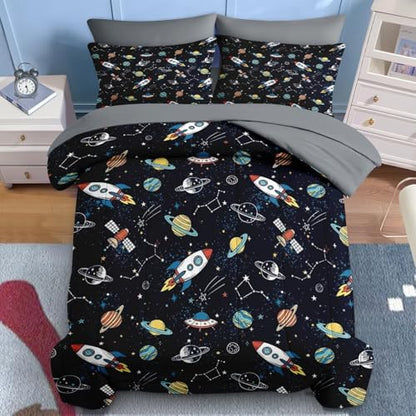 Nesker Full Comforter Set for Boys, 7 Pieces Space Bedding for Kids