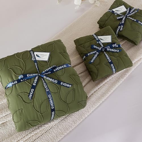 EVENHUG Quilt Queen Size Bedding Set with Pillow Sham Lightweight Bedspreads Coverlet Soft Reversible Bed Cover for All Season 3 Piece
