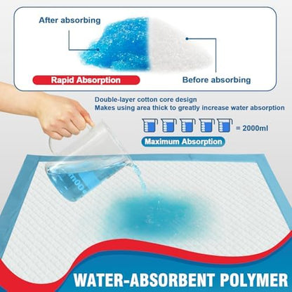 BIGGMED Tear-Resistant Incontinence Bed Pads 40'' x 36'' (50 Count ) with 130 Gram Heavy Duty Disposable Underpads Chucks Pads for Adults, Kids & Elderly | Protection Pads for Bed, Sofa, and Chair