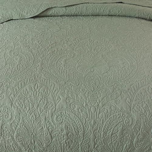 HoneiLife Queen Quilt Bedding Sets - Microfiber Quilt Sets for Queen Bed, 3-Piece Lightweight Bedspreads,Reversible Coverlets Rustic Bedlinen Sets, Embroidered Bedding Sets All Season Quilts