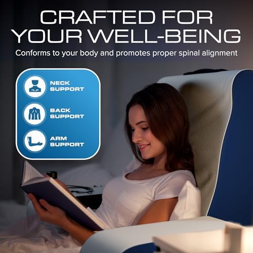Kolbs Wedge Reading Pillow, Cushion with Arms for TV, Books, Nursing, Back - Bed Pillow for Sitting Up in Comfort, Plush Backrest Pillow. Sit Up in Comfort