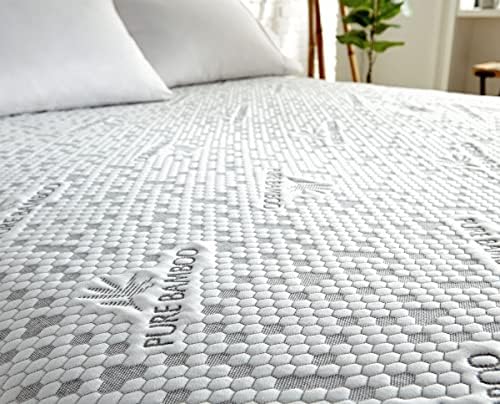 King Mattress Protector by PURE BAMBOO, Waterproof, Charcoal Fiber - Viscose Derived from Bamboo Charcoal Fiber, Mattress Cover Protects Against Moisture, Spills, Stains (King)