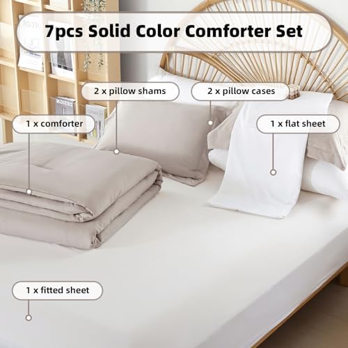 weigelia Full Comforter Set with Sheets - 7 Pieces Bed in a Bag Full