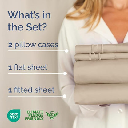 Full XL Bed Sheet - 4 Piece Full XL Bed Sheets Set - Soft, Breathable & Cooling - Hotel Luxury Bedding for Women, Men, Kids, Teens, Boys & Girls - Deep Pockets, Comfy, Fade and Wrinkle Free - Cream