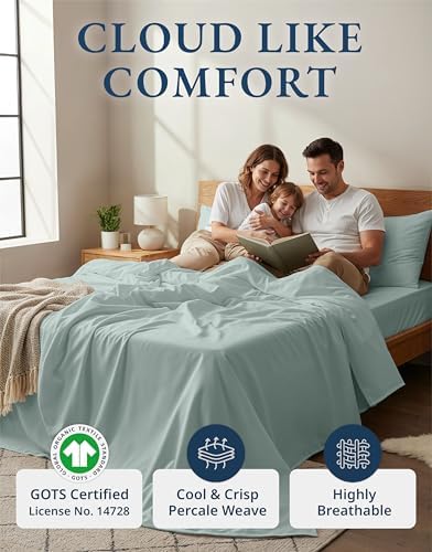 LANE LINEN California King Sheet Set 100% Organic Cotton Soft - French Blue