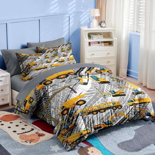 Nesker Full Comforter Set for Boys, 7 Pieces Truck Bedding for Kids