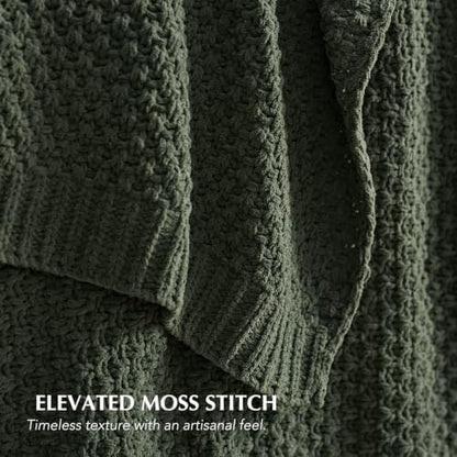 EVERGRACEHOME Chunky Chenille Knit Throw Blanket, 50 x 60, Pine Green