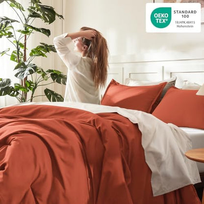 Litanika Twin/Twin XL Comforter Set Burnt Orange, 2 Pcs Lightweight Bed Set