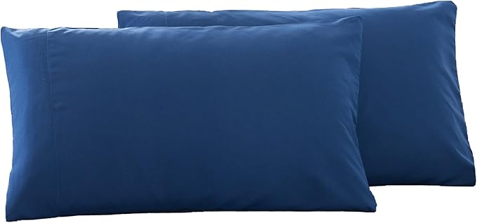 Microfiber Queen Bed Pillowcases 2 Pack, Super Soft Bed Pillow Covers Envelope Closure, Wrinkle, Fade and Stain Resistant, 20x30, Navy Blue