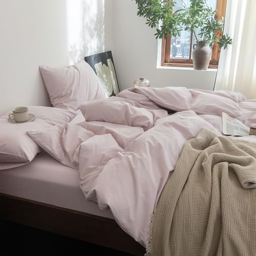 FOSSA Duvet Cover Set 100% Washed Cotton Linen Feel California King