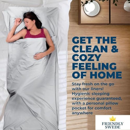 The Friendly Swede Sleeping Bag Liner, Adult Sleep Sack for Hotels, 3 Sizes