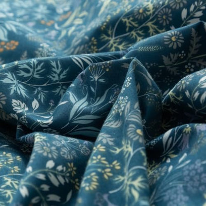 Blue Floral Duvet Cover Queen Vintage Flower Pattern Duvet Cover 100% Cotton Garden Style Comforter Cover Chic Botanical Floral Bedding Sets for Girls Women 1 Queen Duvet Cover with 2 Pillowcases