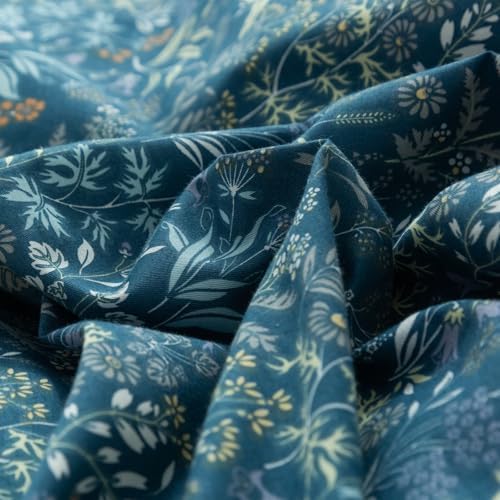 LifeTB Vintage Blue Floral Duvet Cover Twin XL Aesthetic Flower Cottagecore Bedding Set Soft 100% Cotton Boho Floral Botanical Comforter Cover Farmhouse Coquette Duvet Cover with Zipper Closure