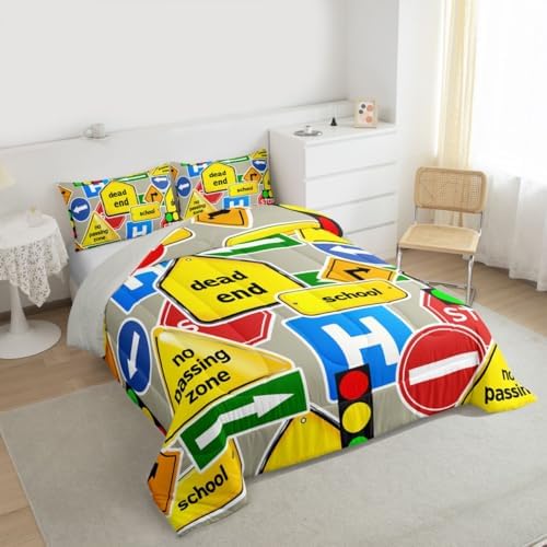 Feelyou Car Comforter Boys Comforter Set Twin Size for Kids Children