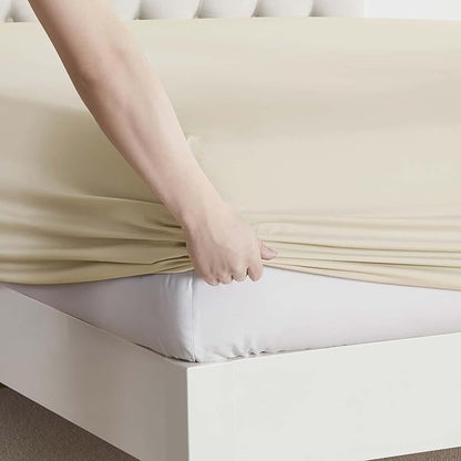 Clara Clark King Sheets, 6 Piece Set - Hotel Luxury Sheets for King Size Bed, Super Soft Bedding Set, King Size, Beige Cream