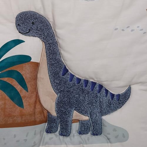 Lambs & Ivy Dino-Might 3-Piece Blue/Gray Dinosaur Nursery Baby Crib Bedding Set