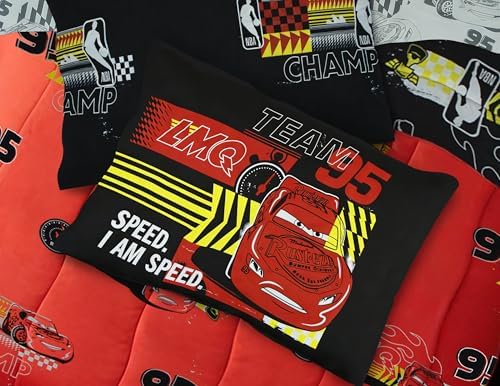 Northwest Disney Pixar Cars Twin Comforter Set, Reversible Lightning McQueen Design, Ultra Soft Fade Resistant Microfiber Kids Bedding Set, Officially Licensed