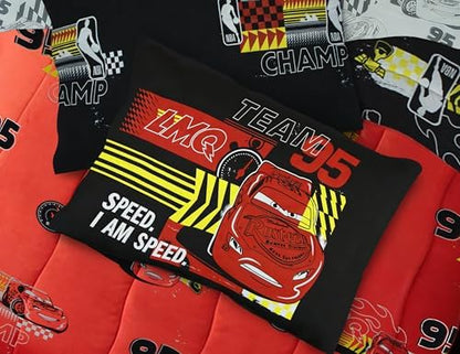 Northwest Disney Pixar Cars Twin Comforter Set, Reversible Lightning McQueen Design, Ultra Soft Fade Resistant Microfiber Kids Bedding Set, Officially Licensed