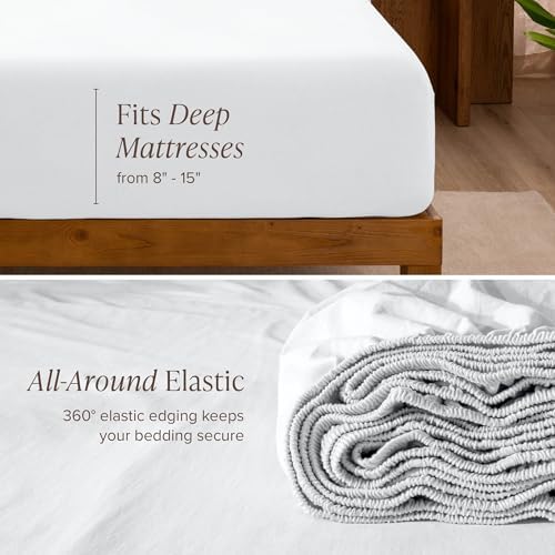 Bare Home 100% Organic Cotton Jersey Sheet Set (Queen, White)