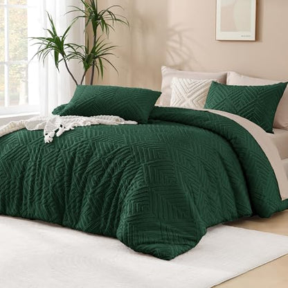 Andency Emerald Green Full Size Comforter Set, 3 Pieces Boho Bedding