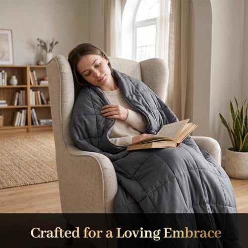 Machine Washable Weighted Blanket for Adults - Heavy Blankets for All-Season Sleeping, Cooling Soft & Breathable with Premium Glass Beads (48” x 72”｜15lbs)