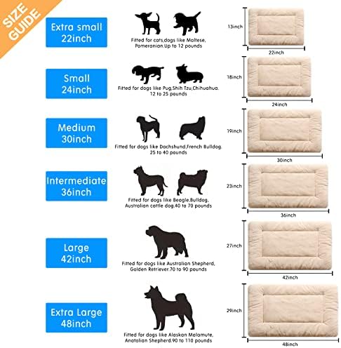 Dog Crate Pad Washable Dog Bed for Crate Small Cozy Mat 24-Inch Cream