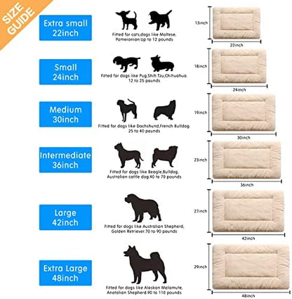Dog Crate Pad Washable Dog Bed for Crate Small Cozy Mat 24-Inch Cream