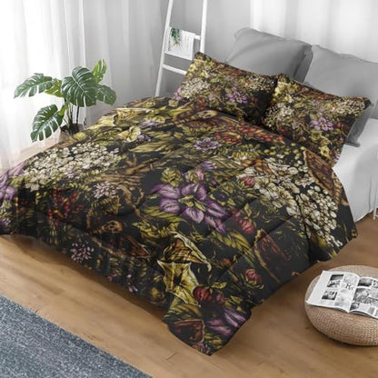 Pamnest King Comforter Set, 3 Pieces Moth Witch Bedding, All Season