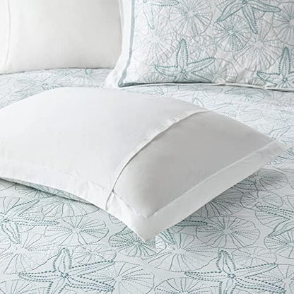 Harbor House 4-Piece Maya Bay Cotton Embroidered Oversized Comforter Set, Cal King, White