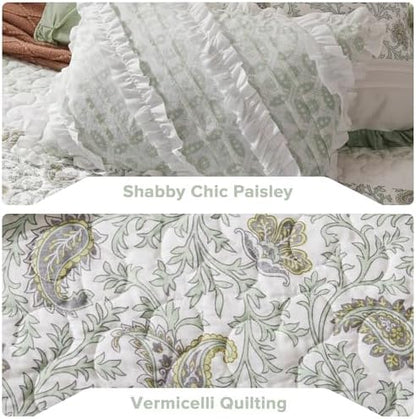 Madison Park Cotton Pintucked Quilt Set, 6PC Full/Queen Coverlet