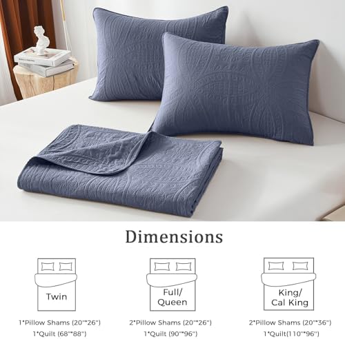 akkialla Twin Quilt Set,Bluish Grey Ultrasonic Twin Quilt Bedding Set,Lightweight Soft Bedspread Coverlet,Modern Style Coin Pattern Bed Cover for All Seasons,2 Piece(1 Quilt,1 Pillow Sham)