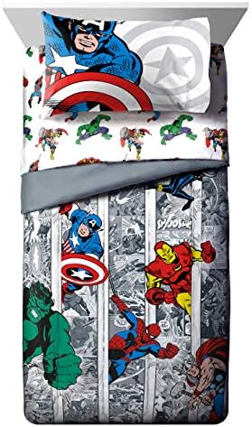 Marvel Comics Avengers Full Size Comforter Set 7 Piece Kids Bedding, Multi