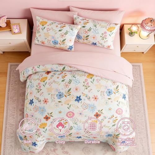Full Size Comforter Sets for Girls - 7 Pieces Floral Full Size Bedding Sets