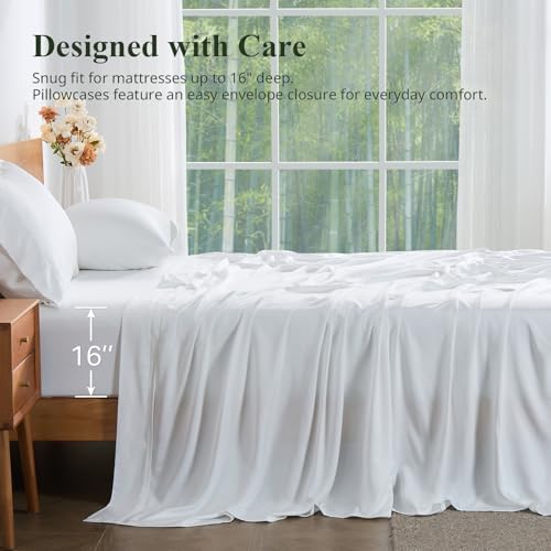 Bamboo Viscose Sheet Set Cooling Twin Size, Sheets Bed Set 3pcs