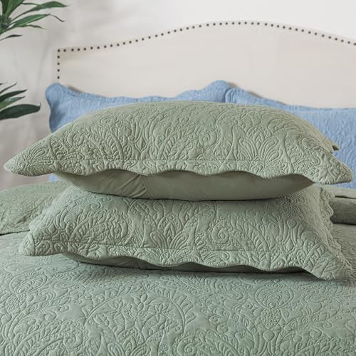 HoneiLife Quilt Sets King Size - 3 Piece Microfiber Quilt Set Lightweight Bedspreads Reversible Coverlets Rustic Bed Cover King Quilt Bedding Sets All Season Quilts
