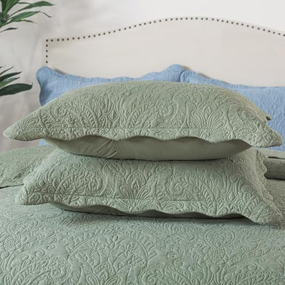 HoneiLife Quilt Sets King Size - 3 Piece Microfiber Quilt Set Lightweight Bedspreads Reversible Coverlets Rustic Bed Cover King Quilt Bedding Sets All Season Quilts