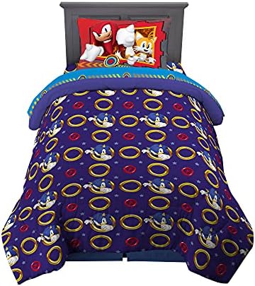 Franco Kids Bedding Super Soft Comforter and Sheet Set, 4 Piece Twin Size, Sonic The Hedgehog, Anime