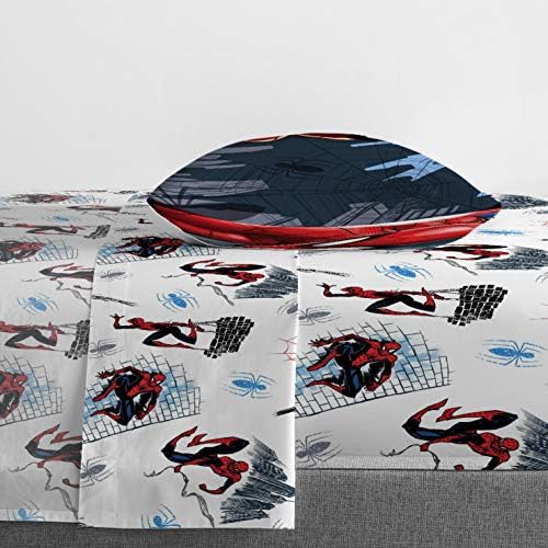 Marvel Spiderman Twin Comforter Set 4 Piece Kids Bedding for Boys, Multi