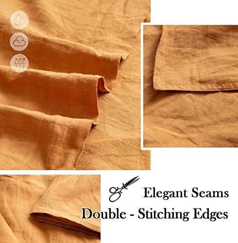 Simple&Opulence 100% Washed Linen Euro Shams 26'' x 26'' Pack of 2, Basic Style Solid Color Natural Flax Farmhouse Decorative Square Throw Pillow Covers for Bed Couch Sofa - Rust