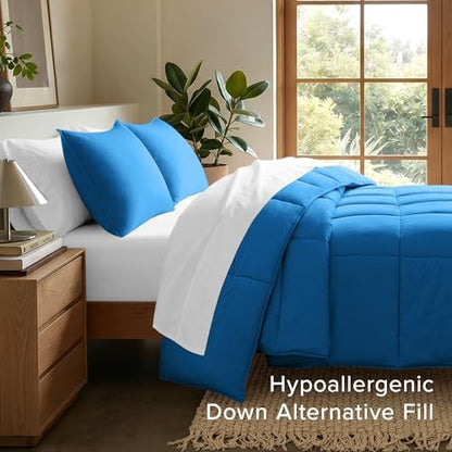Bare Home Comforter Set - 1800 Ultra Soft (Twin/Twin XL, Medium Blue)