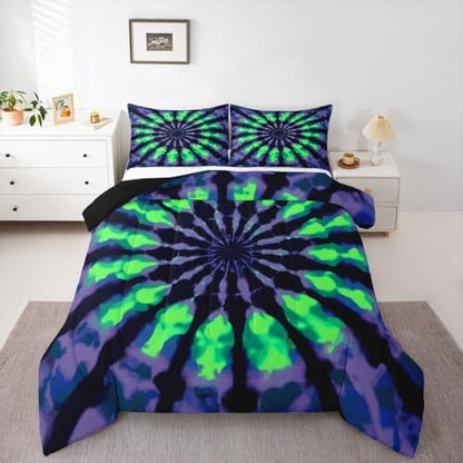 Feelyou Tie Dye Comforter Set Queen Size 3Pcs for Kids Boys Girls