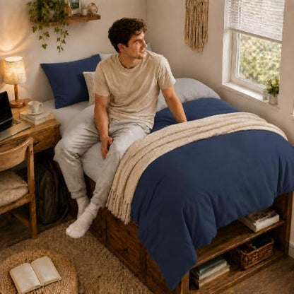 Anluoer Twin Comforter Set, 5 Piece Bed in a Bag Twin Bedding Sets